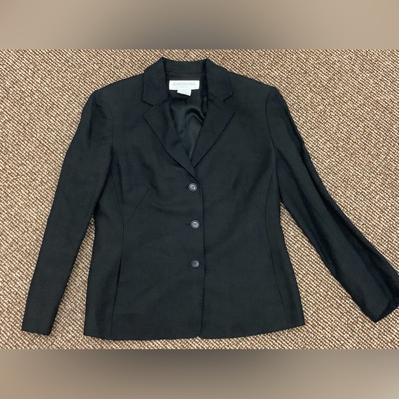 Women’s 10 Petite Black Linen Blend Jones New York Blazer Coat Jacket - Picture 2 of 12